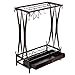 MyGift Modern Dark Brown Metal Umbrella Rack with 21 Slots and 12 Hooks and Removable Base Drip Tray