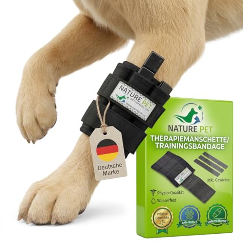 Nature Pet Hund Gewichtsmanschette & Therapiebandage – Muskelaufbau, Reha & Physiotherapie für Hunde | Wasserfest, verstellbar & für Unterwasserlaufband geeignet (XL)