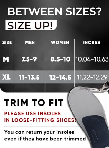 Image of CRUVHEAL Work Orthotic Insoles - Anti Fatigue Medium Arch Support Shoe Insert Men Women - Plantar Fasciitis Flat Feet - Relieve Foot Pain - Work Boot Insoles Standing All Day (XL, Graphite)