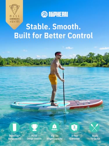 Image of Niphean Inflatable Stand Up Paddle Board with SUP Accessories, Anti-Slip EVA Deck, 10'6'' Inflatable Paddle Boards for Adults & Youth of All Skill Levels