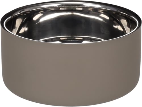 gamelle pour Chien - gamelle Xara Taupe en INOX Double paroi - élégante - antidérapante - 1,2L