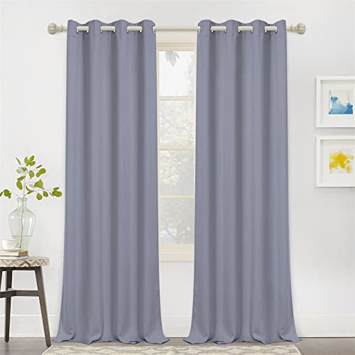 Image of MYSKY HOME Blackout Curtains 95 Inch Length for Sliding Glass Doors Gray Curtains for Bedroom Thermal Insulated Curtain Room Darkening Drapes with Grommets 2 Panels Set, 52W x 95L, Grey