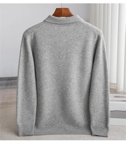 Men's Australian Wool Lapel Pullover Long Sleeved Sweater Loose Top Business Casual Knit Base Jumper4