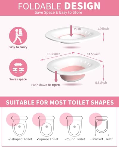Image of Adult Sitz Bath Tub, Portable, Foldable, Plastic /Resin, Sitz Bath, Piles, Postpartum Essentials, Rectangular, Minimalist, Matte, White