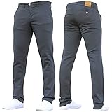 Crosshatch Mens 'Brooks' Stretch Chino Slim Fit Leg Trousers Jeans by JeanBase Charcoal 34W X 32L