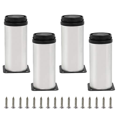 Seimneire 4Pcs 5 Inch / 125Mm Adjustable Furniture Legs, Silver Metal Legs Stainless Steel Replacement Legs For Sofa Couch Cabinets Shelves Diy Furniture #TOP27