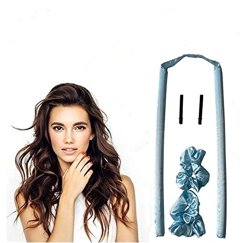 Ensemble de bigoudis sans chaleur - Sans chaleur - Ruban de soie doux - Outils de coiffure à faire soi-même - Bleu