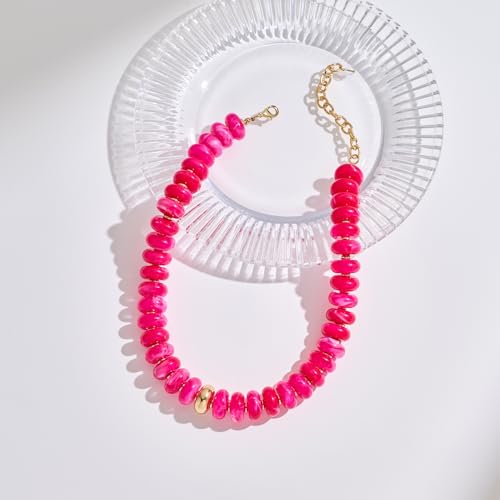 LILIE&WHITE Fuchsia Chunky Beads Choker Necklace for Women by LILIE&WHITE - Used condition - Image 4