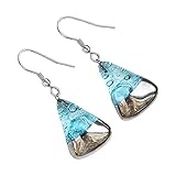 Handmade in Europa Türkisfarbene Ohrringe • Böhmisches Blasenglas mit Platin • Designerschmuck • Handgemacht