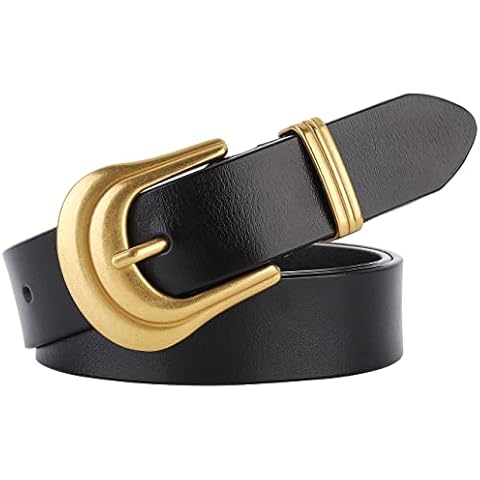 ALAIX Women's Belt Western Belts Silver Gold Buckle Black Leather Belt Pants Jeans Belts for Women Cover