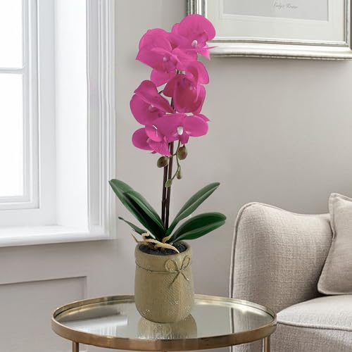 Image of The Better Home Artificial Plants for Home Decor with Pot(44cm) Aesthetic Room Decor Items for Bedroom|Office Table Accessories|Show Pieces for Home Decor|Hot Pink Orchid Flowers for Home