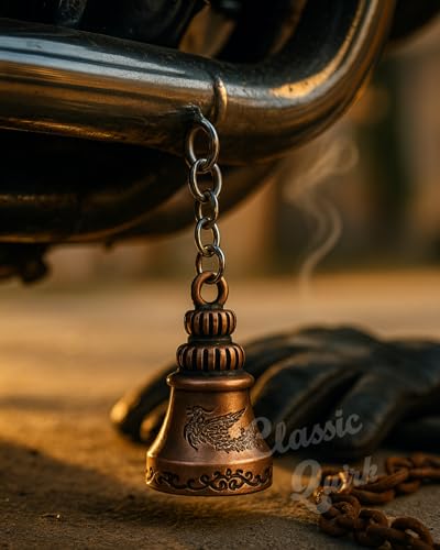 Image of Evil Eye Hooked Guardian Bell Keychain - Protective Lucky Charm Bell with Clip Hook for Bike, Car, Key & Bag | Spiritual Good Luck Talisman Gift