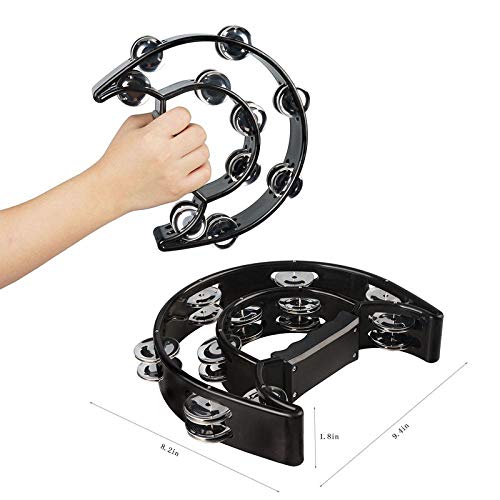 SUNYIN Double Row Tamburin, Metal Jingles Hand Percussion Hand Tamburin und Foot Tambourine Percussion mit Egg Shaker Musikinstrument - Image 4