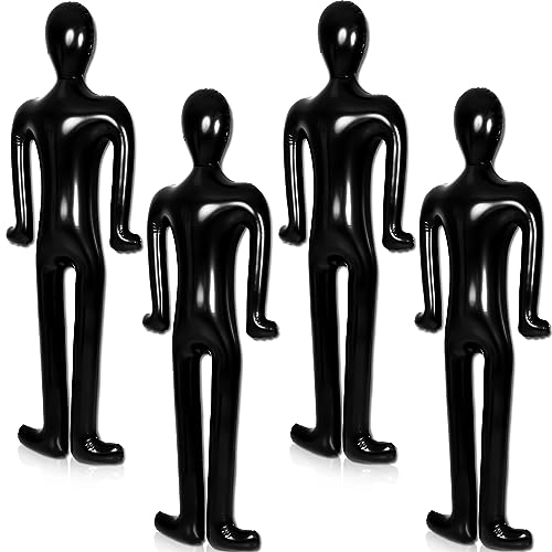 Lenwen 4 Pcs 70' Inflatable Body Mannequin Full Size Inflatable Body Blowup Dolls for Murder Adults DIY Halloween Prop Dummy Murder Crime Scene Party Decor (Black)