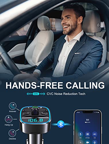 Mohard-Bluetooth-FM-Transmitter-for-Car-Bluetooth-Car-Adapter-MP3-Player-FM-Transmitter-Hands-Free-Calling-Dual-USB-Ports-5V24A-1A-LED-Screen-Support-TF-Card-USB-Flash-Drive
