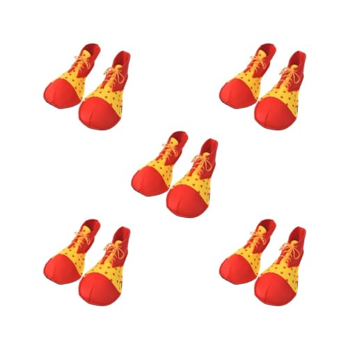 Clownskor fin klänning festgåvor födelsedagspresent rekvisita jul regnbågar skor C, röd, längd 35 cm, 5 set med (röd, längd 35 cm), Length 35cm