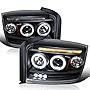 SPEC-D TUNING Projector Headlights Black Compatible with 2005-2007 Dodge Dakota Left + Right Pair Headlamps Assembly