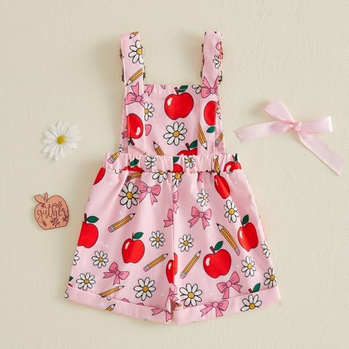 Image of Ayalinggo Toddler Baby Girl Sunflower Print Overalls Shorts with Pocket Suspender Trousers Cute Summer Clothing Outfit