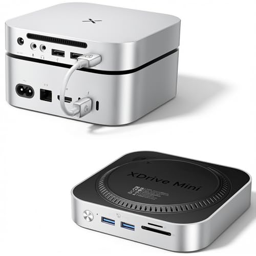 iDsonix Mac Mini M4 Dock con M.2 NVMe/SATA SSD, 2 x USB A 10 Gbps, 2 x USB A 5 Gbps, ranura para tarjeta TF/SD, conector de audio de 3,5 mm, estación de acoplamiento para Mac mini M4/M4 Pro – M4D1