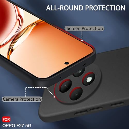 Image of TheGiftKart Sleek Back Cover Case for Oppo F27 5G | Slim Fit Protective Design | Ultra Matte Finish | Camera Protection Bump | Soft Silicon Back Cover Case for Oppo F27 5G (Silicone, Black)