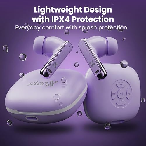 Image of PLANX 328 ANC TWS Wireless Earbuds with ENC, 4 Mic HD Calling,18H Playtime, Functional Scroll Button Control, Type-C Charging, Stereo Sound Earbuds (Deep Blue)