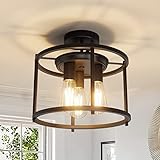 Farmhouse Semi Flush Mount Ceiling Light Fixture Black Industrial Kitchen Ceiling Light Rustic Vinta
