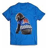 [Fox Republic] ゴリラ 法被 夏祭り花火 キッズ 半袖 Tシャツ ブルー 130cm