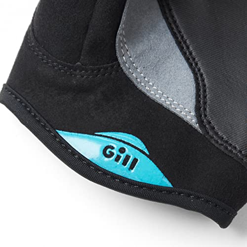 Gill Championship Sailing Gloves - Short Finger With 3/4 Length Fingers- Dura-Grip Fabric 50+ Uv Sun Protection & Water Repellent - Black #TOP2