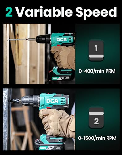 Dca Cordless Drill Set, 336 In-Lbs Torque, 3/8 Inch Keyless Chuck, Electric Power Drill With 2.0Ah Battery And Charger,18+1 Position,25-Piece 20V Drill Driver Kit thumb #3