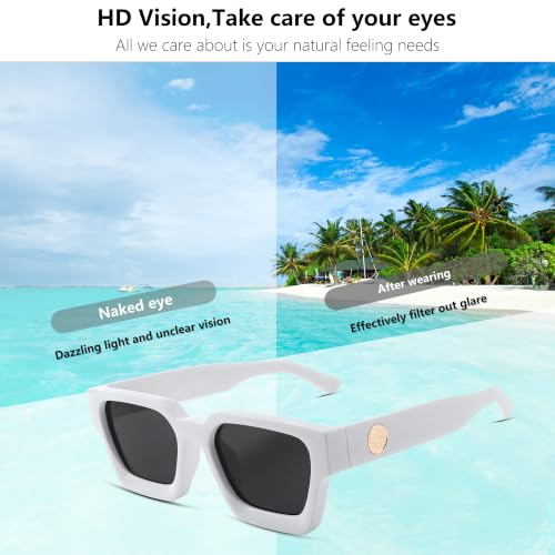 Image of FEISEDY Retro 90s Chunky Square Sunglasses for Women Men B2385