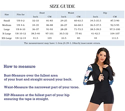 Long Sleeve Swimsuits For Women One Piece Rash Guards Athletic Rashguards Boy Leg Full Surfing Diving Suit Sleeved Swimwear Small Black-Flower #TOP5