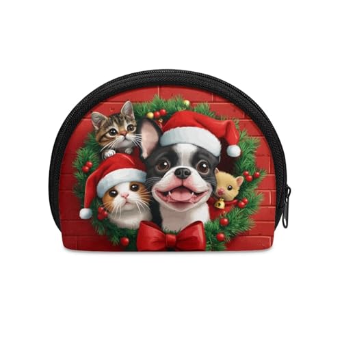Dolyues Christmas Animal Small Coin Purse for Women Girls Zipper Change Bag Mini Pouches Travel Makeup Bag for Purse Christmas Gift Shell Coin Purse Cute3