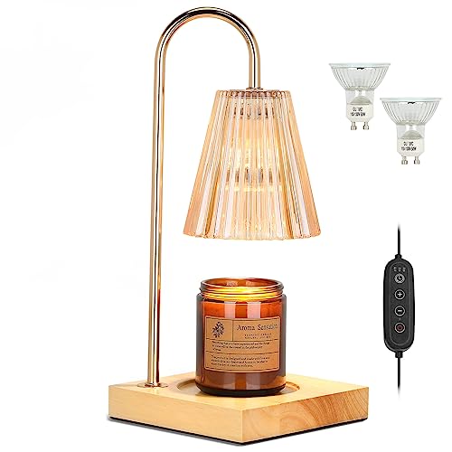 Holulo Dimmable Candle Warmer Lamp,Electronic Candle Light With Timer,Lantern Candle Melting Lamp For Jar Candles,Wax Melting,Top Down Candle Warmer With 2 Bulbs(Amber) #TOP6