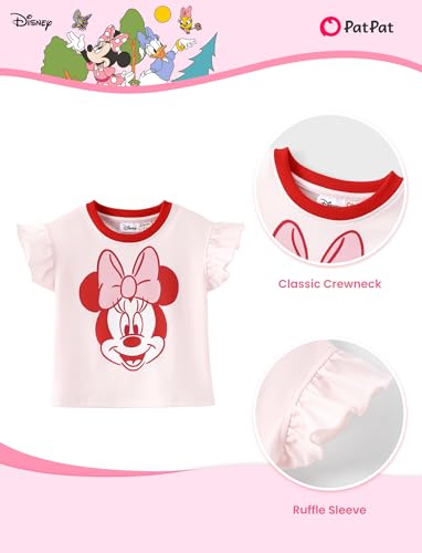Image of Disney Frozen Elsa Minnie Mouse Stitch Princess Girls' Skirt Sets Ruffle Short Sleeve Clothes 2pcs Outfits Summer Dress 2-9Y