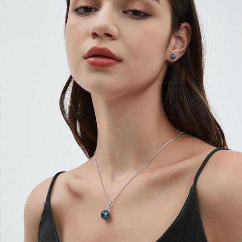 YAMI Black Tahitian Pearl Pendant Necklace, 11-13mm Saltwater Cultured Round Pearls, 925 Sterling Silver with 18+2IN Adjustable Chain – Elegant Luxury Jewelry Gift for Women2