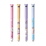 Nurila 4 Radierbarer Kugelschreiber Set, Cartoon Kohlschwarz Radierbarer Tintenroller 0.5mm Erasable Pen Mit Radiergummi, Ideal Für Büro Und Schule, Motiven Einhorn
