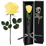 Yellow Single Forever Roses Luxury Gift for Women/Men, Fresh Flowers Bouquet for Girlfriend, Wife, Mom, Anniversary, Valentine's Day, Wedding, Graduation, Christmas, Birthday, Unique Presents for Her