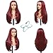 Burgundy 99j Synthetic Lace Front Wig 13x4 Layered Hairstyle Glueless Pre Plucked Straight 26 Inch for Wigs Black Women Beginner Friendly