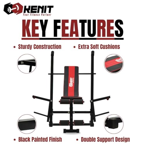 Image of Multifunctional Gym Bench for Home Workout with J-Hook, Incline Decline Training, Pulley System and Accessories - Heavy Duty Workout Bench