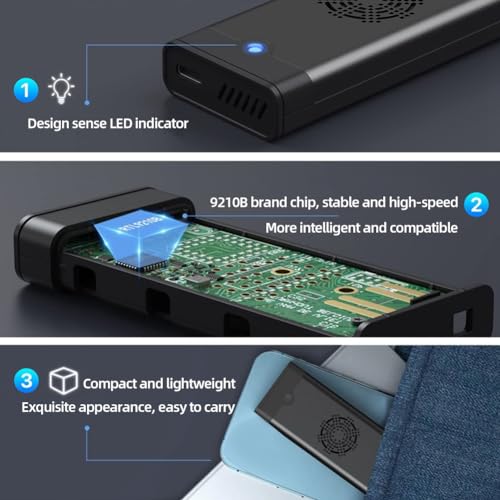 Caja externa SSD M.2 NVME con ventilador y Puerto Type-C miniatura 3