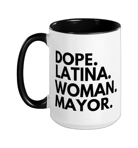 Dope Latina Woman Mayor Latin Heritage Hispanic Pride Ceramic Mug, Black/White, 15oz