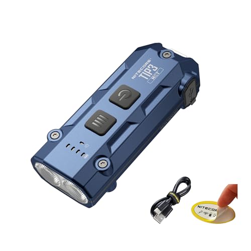 Nitecore TIP3 720-Lumen Rechargeable Keychain Flashlight, 3 Color Temperatures EDC Light, USB-C with Pocket Clip (Blue)