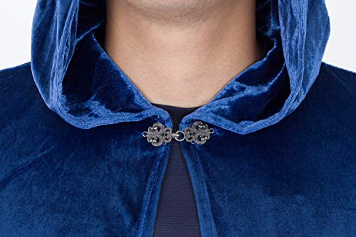 Little Adventures Deluxe Velvet Adult Cloak Cape with Lined Hood (Blue) - Machine Washable Adult Cosplay Dress-Up Cloaks with No Glitter
