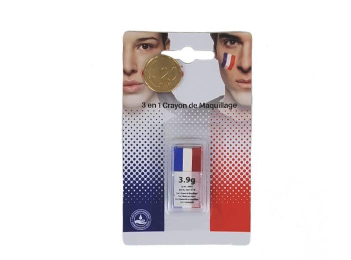 Lot de 6 - Mini Stick de Maquillage France Bleu Blanc Rouge 3. 9gr
