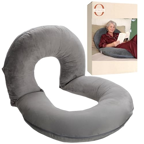 OCALYS Coussin de Lecture Modulable XL – Soutien Complet du Corps (Épaules, Dos, Jambes) – Confort Ergonomique en Velours Doux pour Lit et Canapé