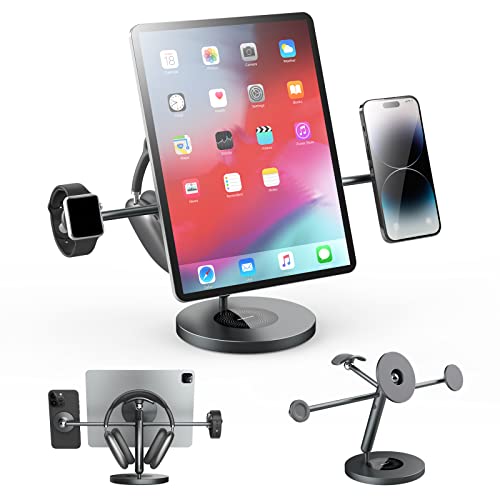 Nillkin Magnetic iPad Stand for Desk, Multifunctional Magnetic Attachment for iPad, iPhone, Apple Watch and Headphones, Design for the Multi-screen Collaboration, Adjustable for Work, Study and Play