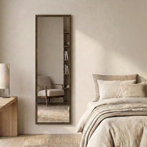 Image of Wakefit Decorative Rectangle Wall Mirror - 47 Inch | Metal Frame Wall Mirror for Living Room Bedroom Entryway Dressing Room Modern Home Decor & Gifting | Agbada Dark Brown - 18.1x47.6x2 Inch