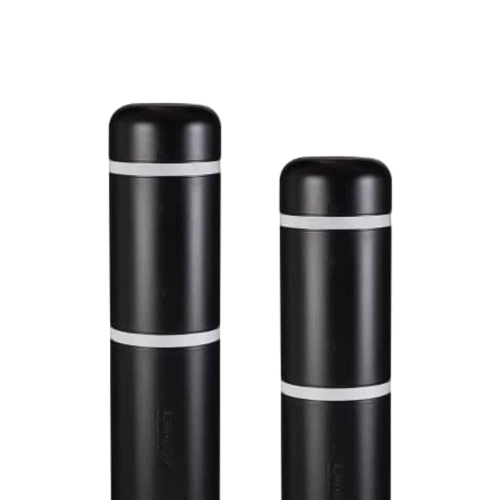 BollardGard 7 x 52 2-Pack Bollard Cover - Innoplast (Black White Tape)