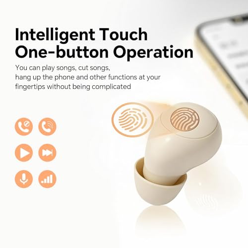 Xmenha Invisible Mini Small Earbuds Wireless Bluetooth, Skin Tone Comfortable Discreet Tiny Hidden Micro Smallest Sleep Earbuds Low Profile Headphones for Work Ear Buds for Small Ears Canals Women