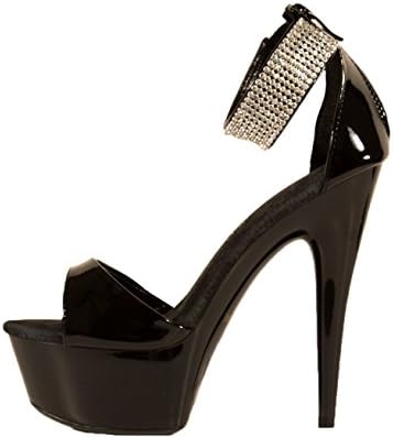 Ellie Shoes Women's 609-Haven Peeptoe Stiletto Platform Sandals Black 7 | Image 2